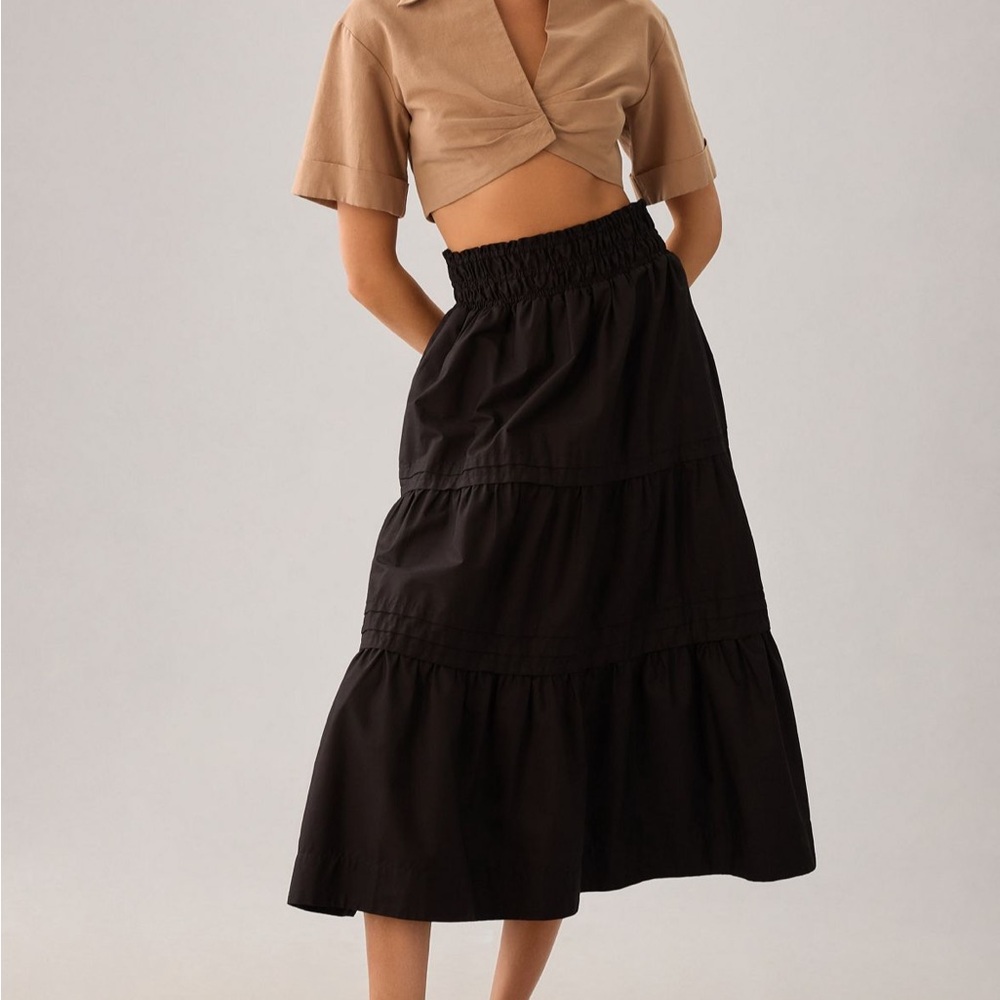 Black Somerset Tiered Midi / Maxi Skirt